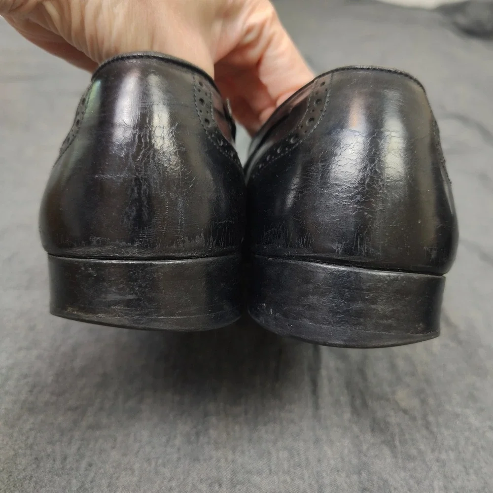 Vintage Salvatore Ferragamo Men Loafers 10.5D Black Kiltie Tassel Wingtip Brogue